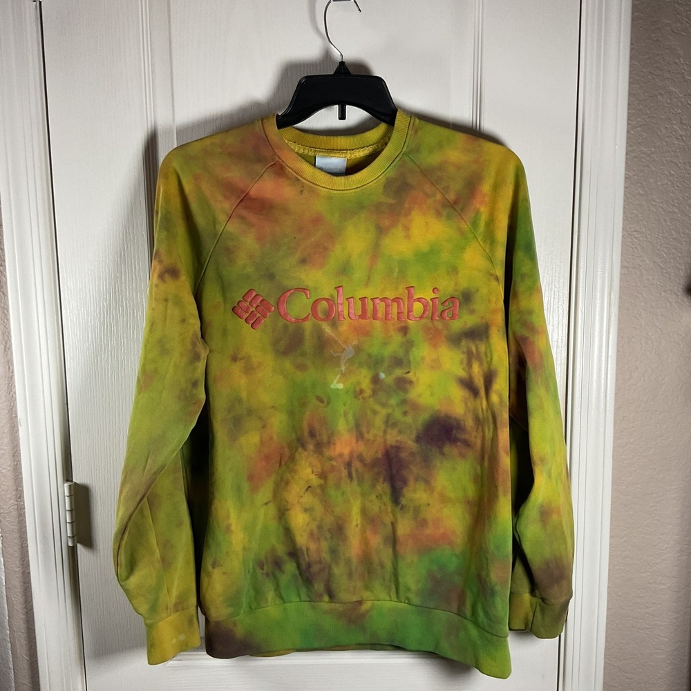 Columbia Men's Large Tie-Dye Sweatshirt Pullover Logo Warm Layering EUC